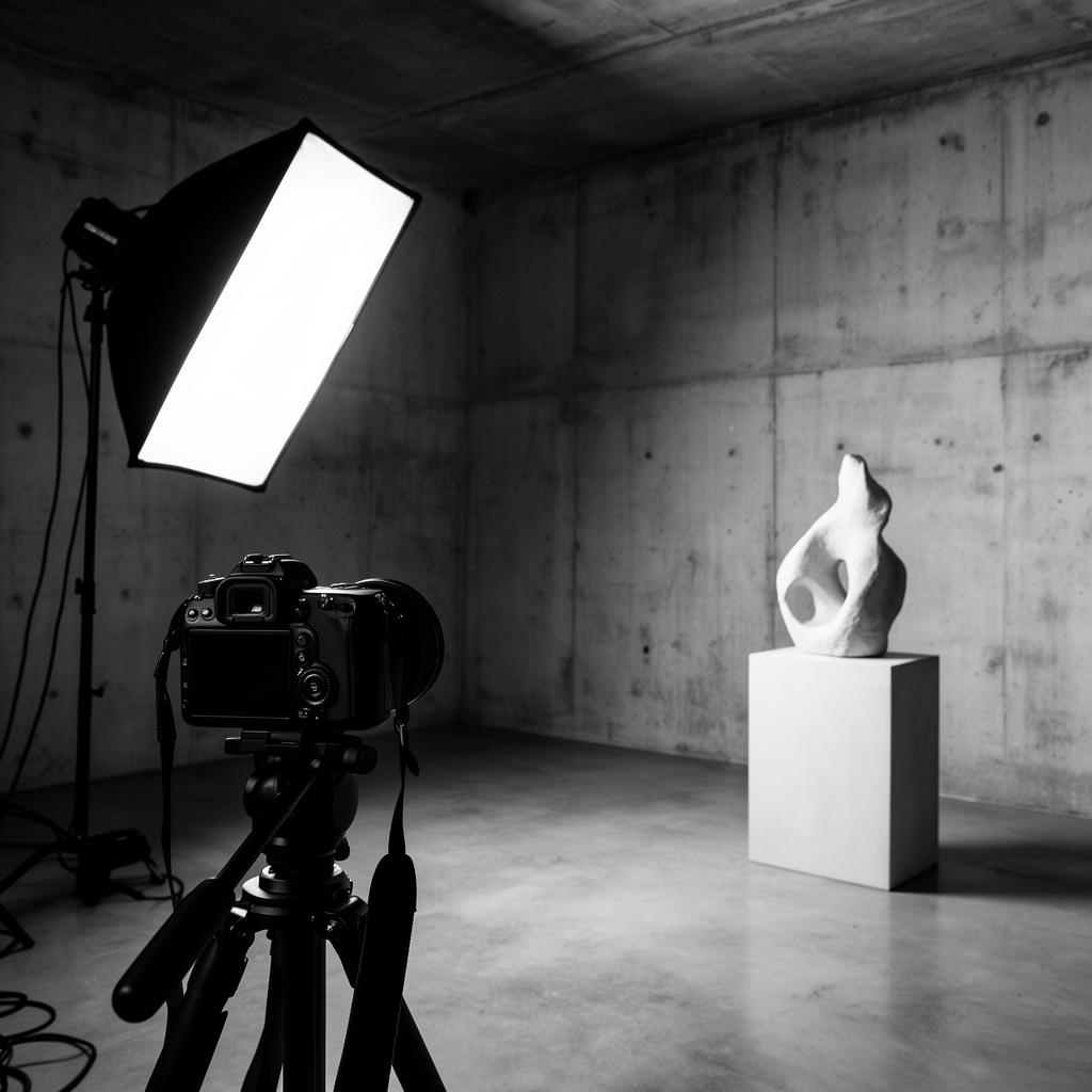 Studio setup with camera and softbox